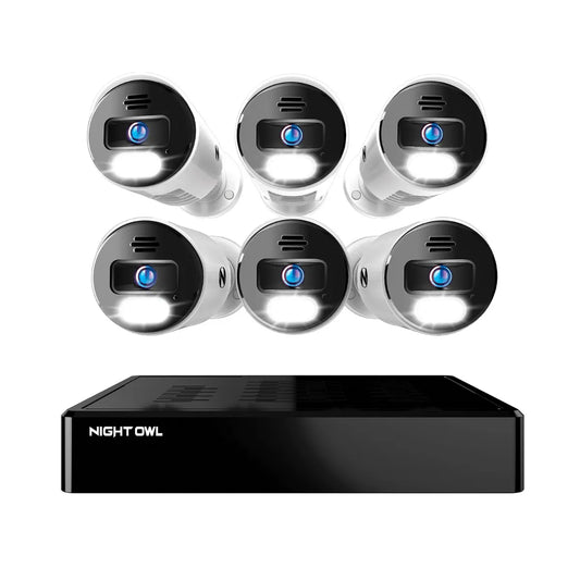 Refurbished 8 Channel 4K Bluetooth NVR with 2TB Hard Drive and 6 Wired 4K Spotlight Cameras with 2-Way Audio and Audio Alerts and Sirens