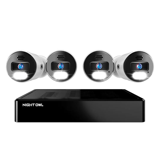 8 Channel 4K Bluetooth NVR with 2TB Hard Drive and 4 Wired IP 4K Spotlight Cameras with 2-Way Audio and Audio Alerts and Sirens