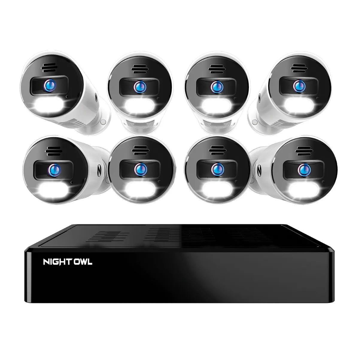 8 Channel 4K Bluetooth NVR with 2TB Hard Drive and 8 Wired IP 4K Spotlight Cameras with 2-Way Audio and Audio Alerts and Sirens