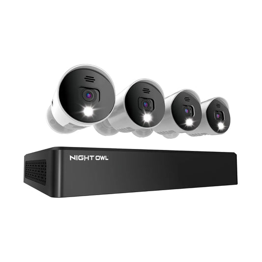 8 Channel 4K Bluetooth DVR with 1TB Hard Drive and 4 Wired 4K Spotlight Cameras with Audio Alerts and Sirens