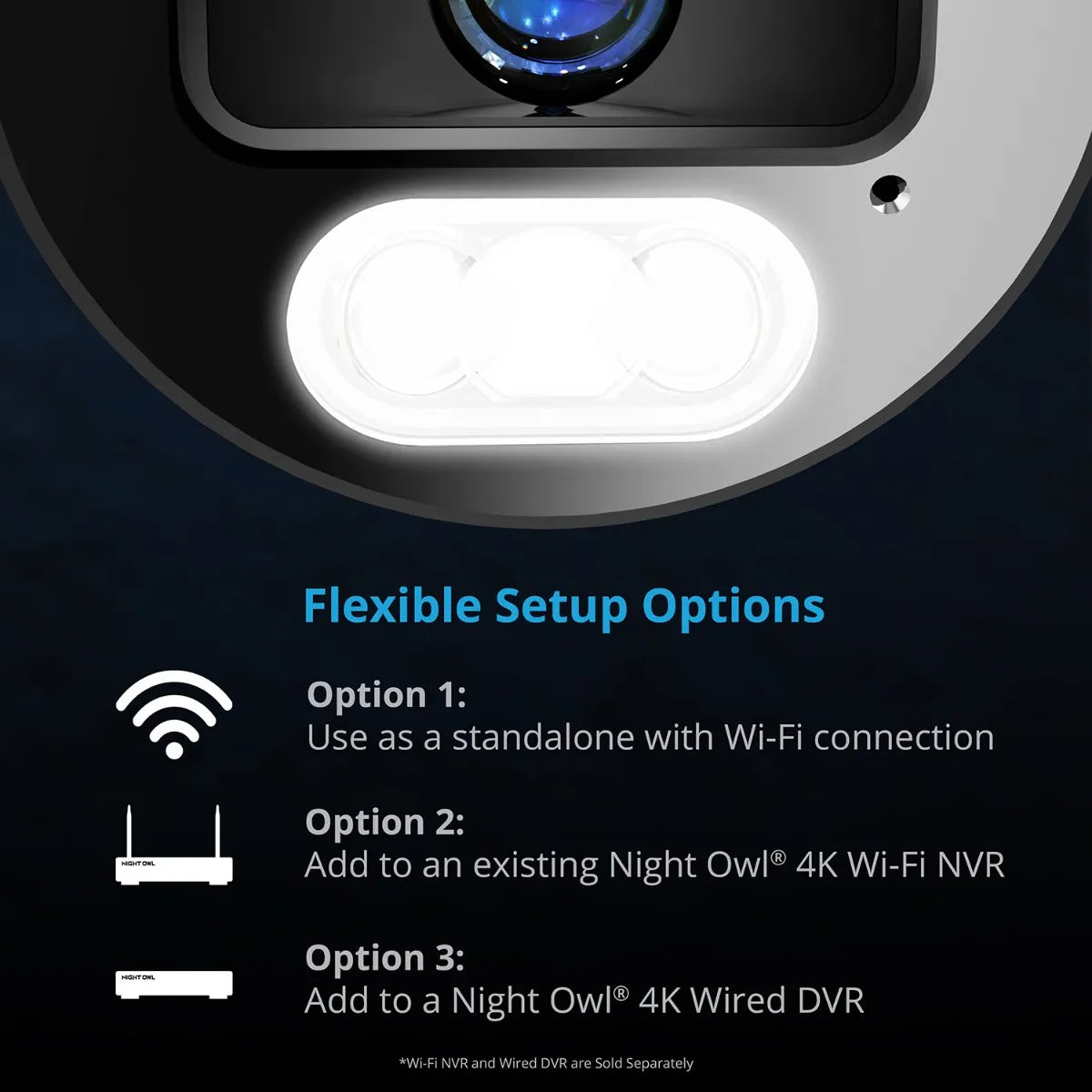 Wi-Fi IP Plug In 4K Spotlight Camera with 2-Way Audio and Audio Alerts and Siren - White