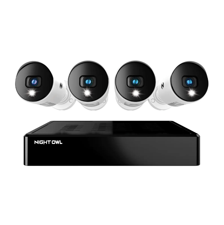 8 Channel 1080p Bluetooth DVR with 1TB Hard Drive and 4 Wired 1080p Spotlight Cameras