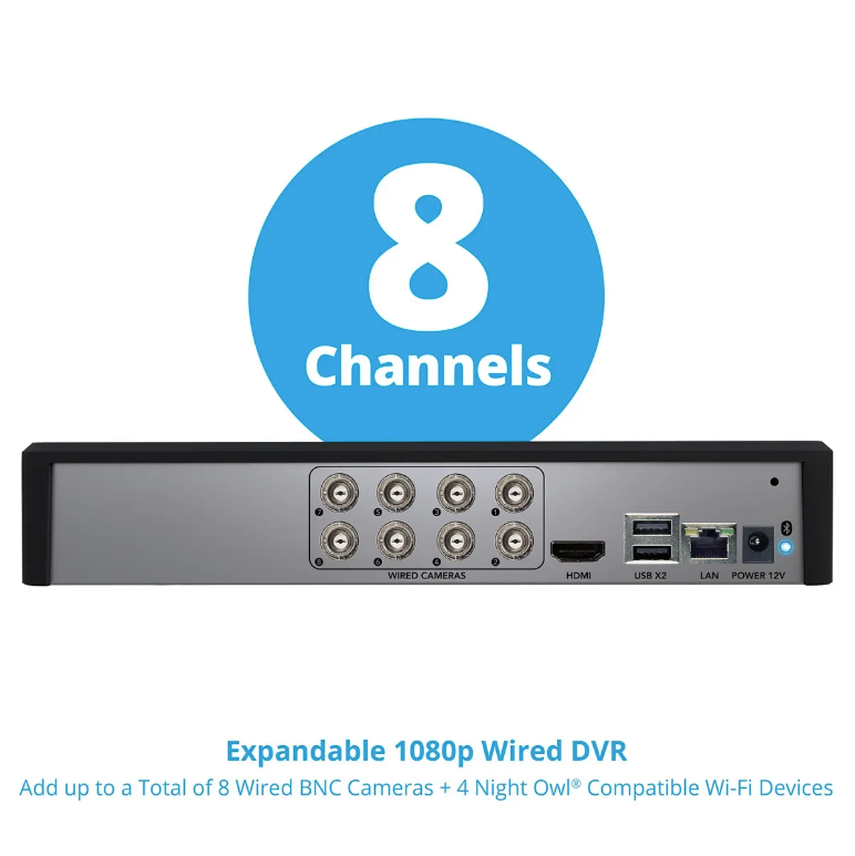 Refurbished 8 Channel 1080p Bluetooth DVR with 1TB Hard Drive and 4 Wired 1080p Spotlight Cameras with Audio Alerts and Sirens