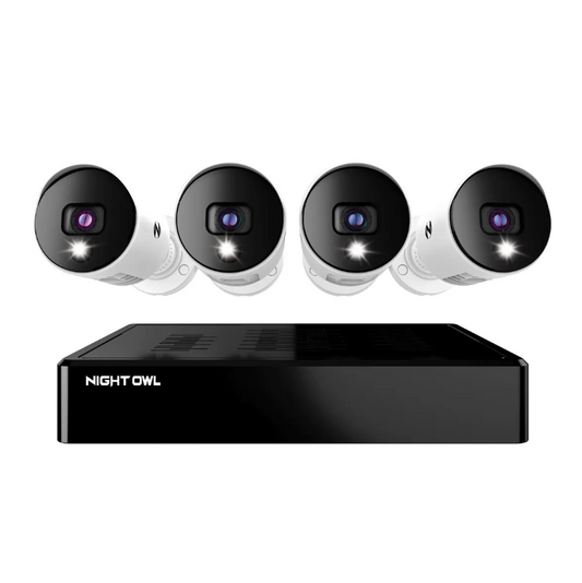 4 Channel 4K Bluetooth DVR with 1TB Hard Drive and 4 Wired 4K Spotlight Cameras