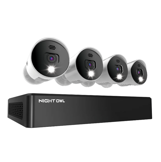 Refurbished 8 Channel 4K Bluetooth DVR with 1TB Hard Drive and 4 Wired 4K Spotlight Cameras with Audio Alerts and Sirens