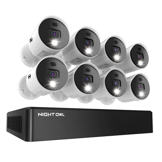 Refurbished 8 Channel 4K Bluetooth DVR with 2TB Hard Drive and 8 Wired 4K Spotlight Cameras with Audio Alerts and Sirens