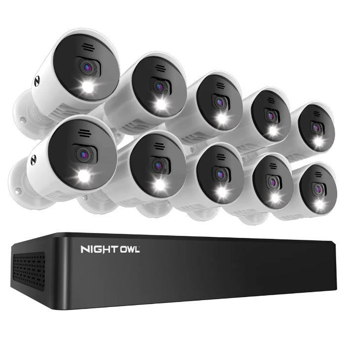16 Channel 4K Bluetooth DVR with 2TB Hard Drive and 10 Wired 4K Spotlight Cameras with Audio Alerts and Sirens
