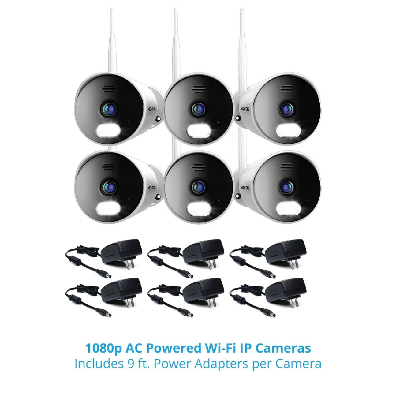 10 Channel 4K Bluetooth Wi-Fi NVR with 1TB Hard Drive and 6 Wi-Fi IP 1080p Spotlight Cameras with 2-Way Audio and Audio Alerts and Sirens