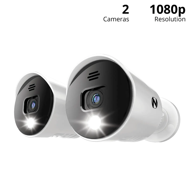 Refurbished Add On Wired 1080p Spotlight Cameras with Audio Alerts and Sirens - 2 Pack - White