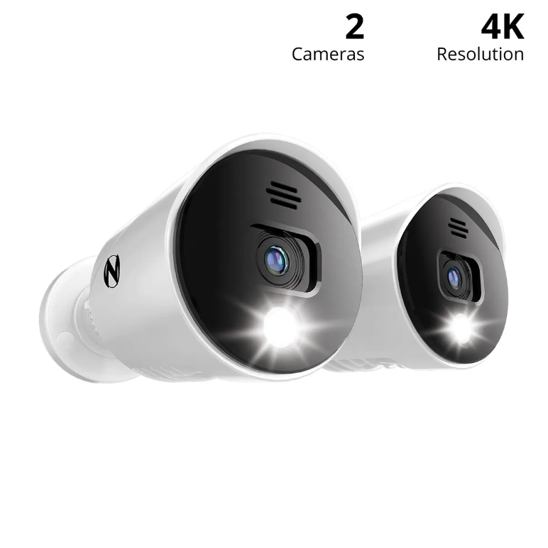Add On Wired 4K Spotlight Cameras with Audio Alerts and Sirens - 2 Pack - White