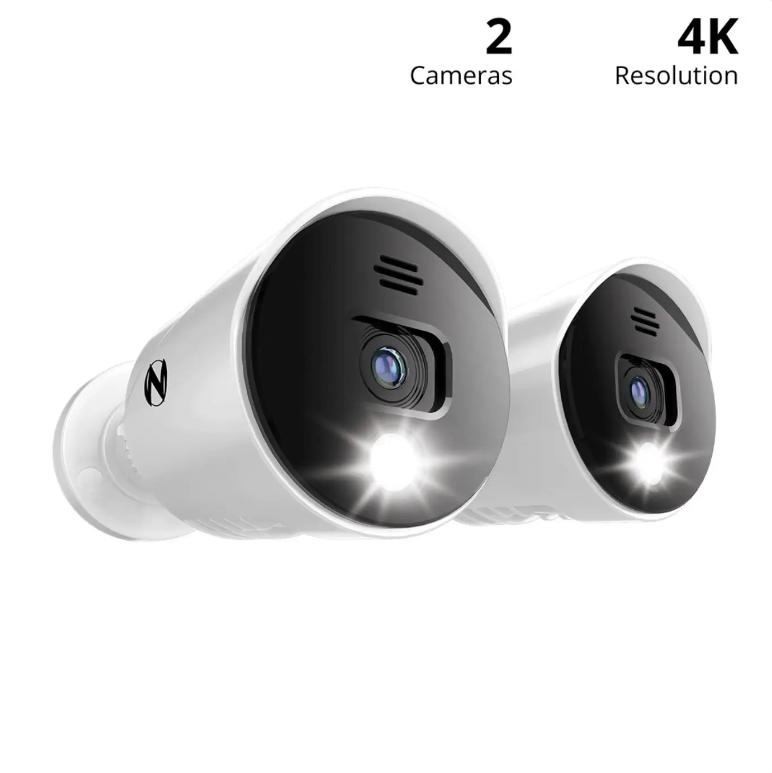 Refurbished Add On Wired 4K Spotlight Cameras with Audio Alerts and Sirens - 2 Pack - White