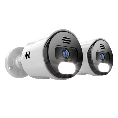 Refurbished Add On Wired IP 4K Spotlight Cameras with 2-Way Audio and Audio Alerts and Siren - 2 Pack - White