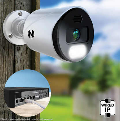 Refurbished Add On Wired IP 4K Spotlight Cameras with 2-Way Audio and Audio Alerts and Siren - 2 Pack - White