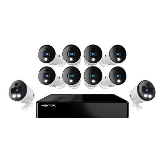 12 Channel 4K Bluetooth DVR with 2TB Hard Drive and 8 Wired BNC and 2 Wired IP 4K Spotlight Cameras with Audio Alerts and Sirens