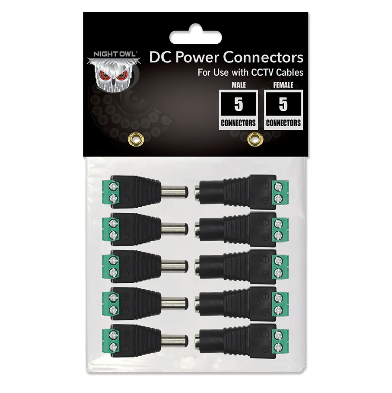 DIY CCTV Male and Female Power DC Connectors for CCTV Cables - 10 Pack