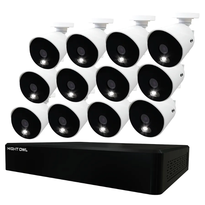 12 Channel 4K DVR with 2TB Hard Drive and 12 Wired 4K Spotlight Cameras