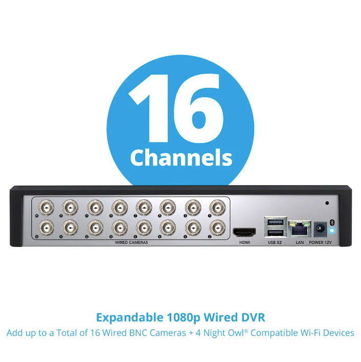 16 Channel 1080p Bluetooth DVR with 1TB Hard Drive - Add up to 20 Total Devices