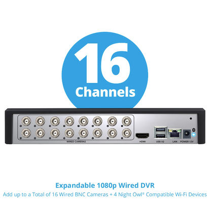 Refurbished 16 Channel 1080p Bluetooth DVR with 1TB Hard Drive - Add up to 20 Total Devices