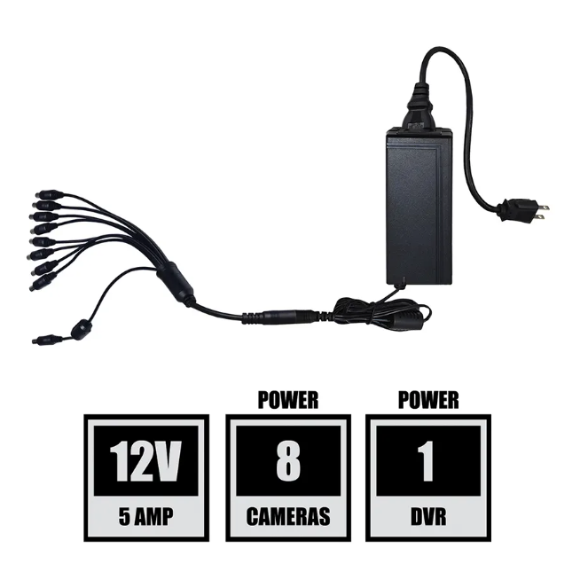 12V-5A DVR-Camera Power Adapter with 9-Way Power Splitter - Powers up –  Night Owl SP, LLC