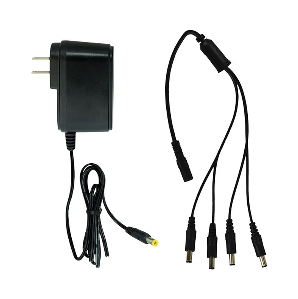 12V-2A Camera Power Adapter with 4-Way Power Splitter - Powers