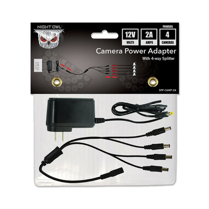 12V-2A Camera Power Adapter with 4-Way Power Splitter - Powers up to 4 Cameras