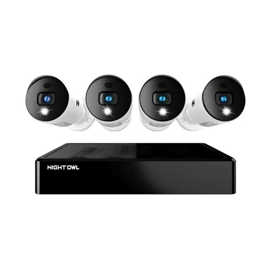 8 Channel 1080p Bluetooth DVR with 1TB Hard Drive and 4 Wired 1080p Spotlight Cameras with Audio Alerts and Sirens