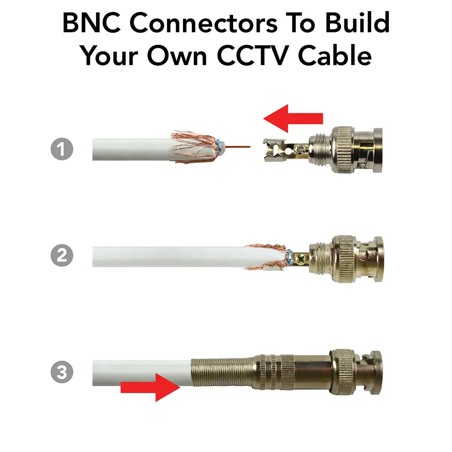 BNC Video Connectors for CCTV Cables - 10 Pack